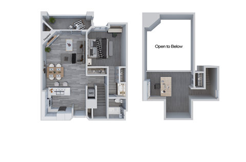 Floor plan for 1 bed, 1 bath